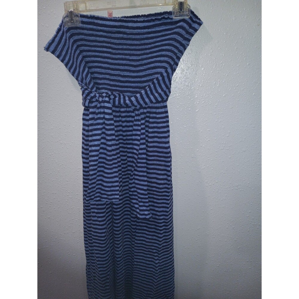 plenty by tracy reese raunched blue striped dress med